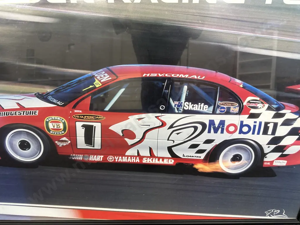 Framed Black Artwork 'Holden Racing Team' H63, W92cm. Image 1++
